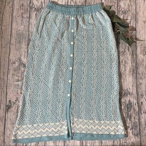 Vintage Blue White Sweater Cottagecore Knit Skirt